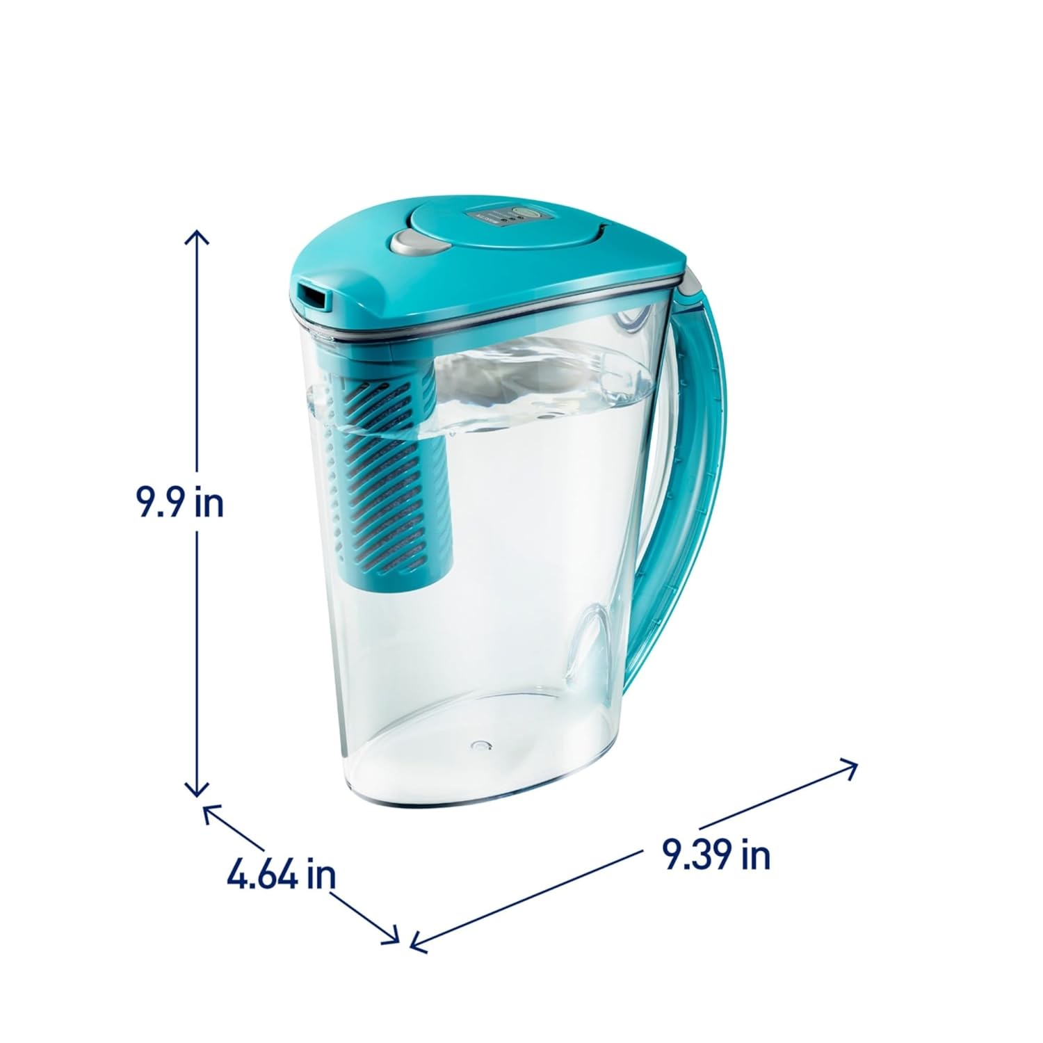 Aquapureline Filter as You Pour 10-Cup Blue Plastic Water Filter Pitcher